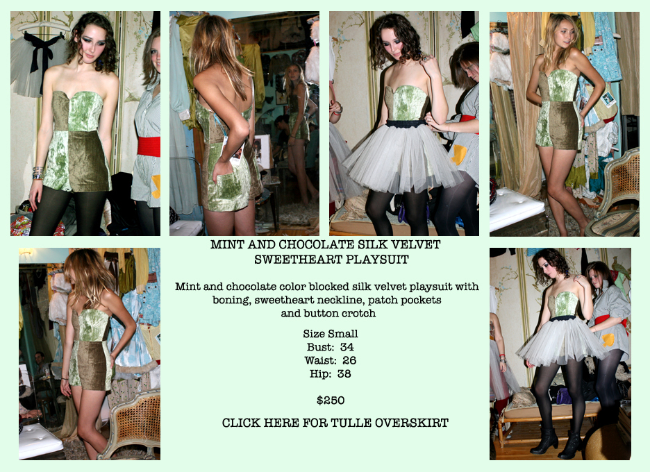 Mint and Chocolate Silk Velvet Sweetheart Playsuit